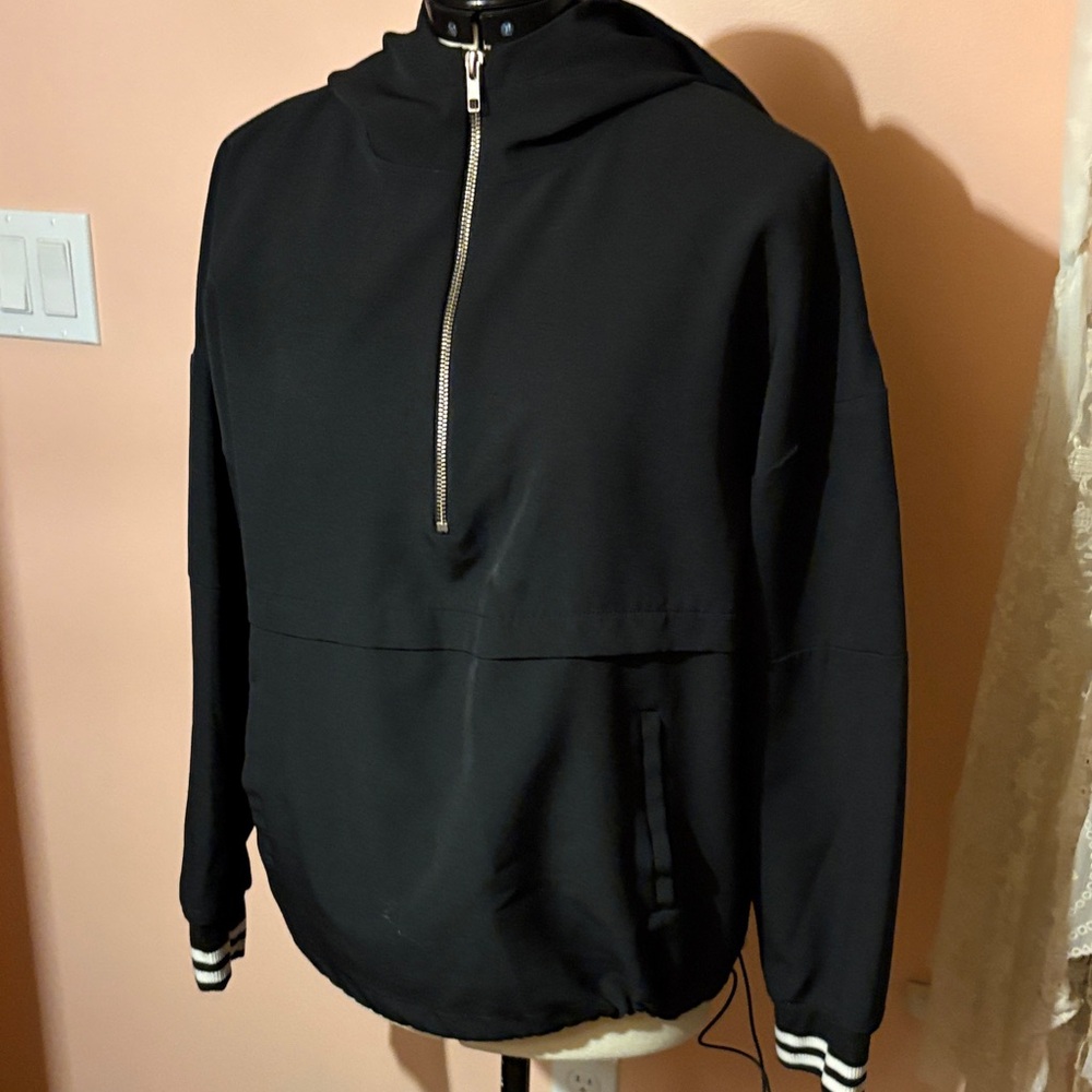 Avia Black Hooded Half-Zip Bomber Pullover